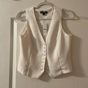 J crew ivory Slim-fit tuxedo vest in city crepe, cream Sz 0